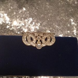 Royal Blue Velvet clutch w/embellished closure
